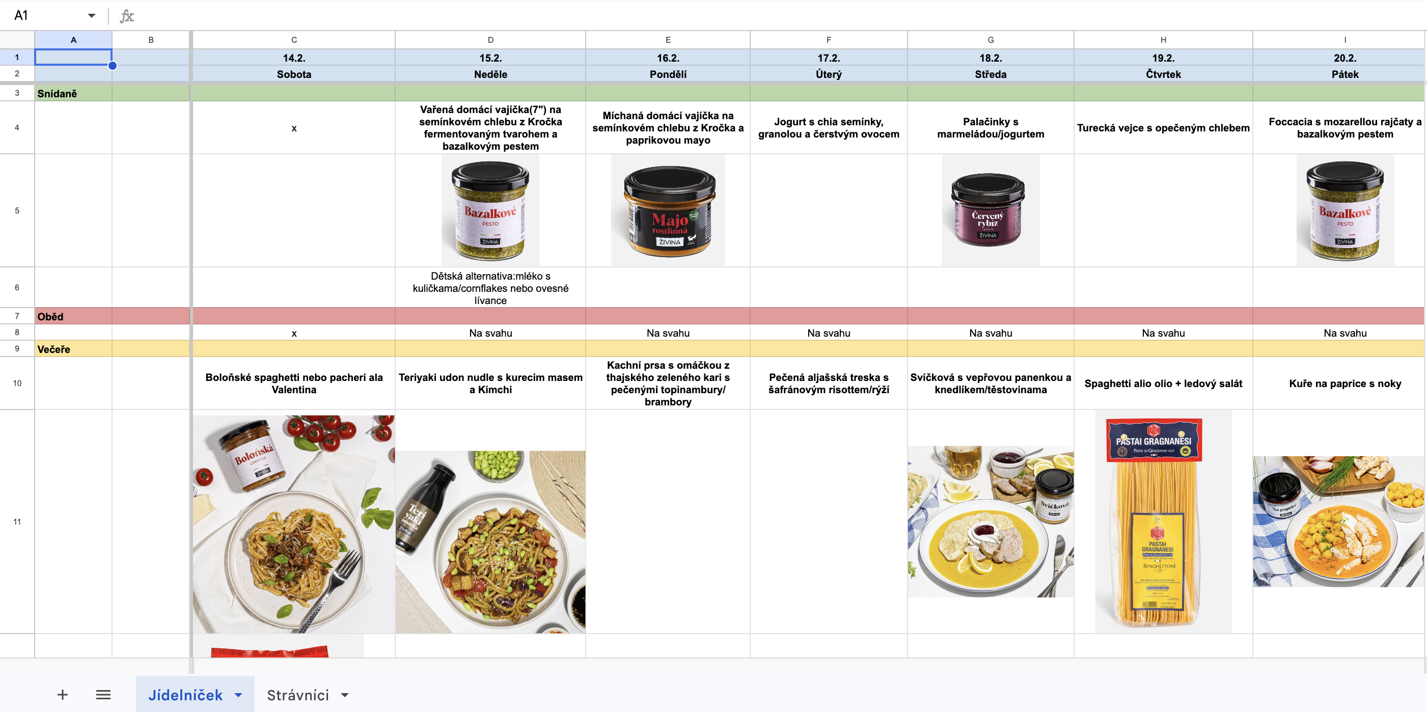 Jarní prázdniny jídelníček